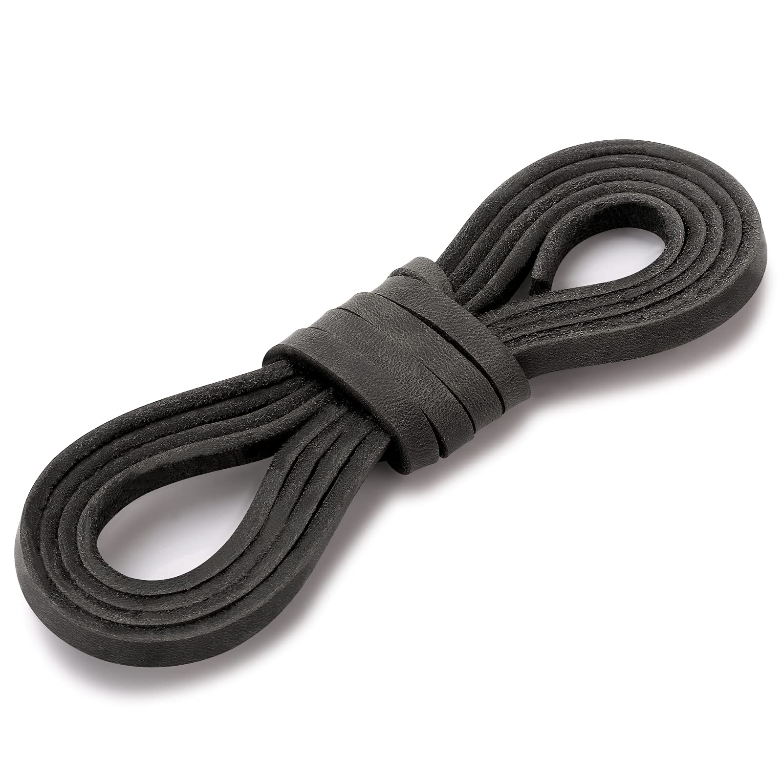 TeeLiy Premium Leather Boot Lace - 18 Inch Thick 72 Inches Long 2 Strips (1 Pair) Cut to Fit All Size and Strength Shoelace Cord String Braiding for Welders Black Gray, 0.13 x
