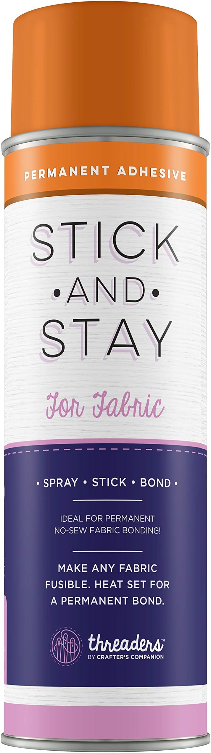 Crafter's STK-STY-FAB Companion Stick & Stay For Fabrics - Permanent Fusible Adhesive, Orange