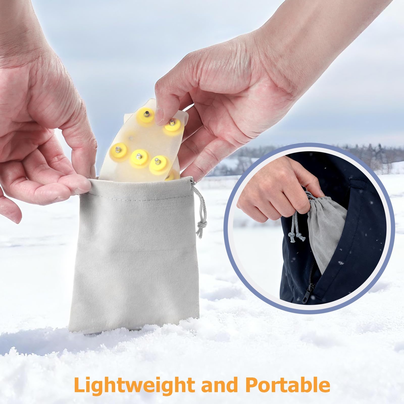 Tacchetti da ghiaccio flessibili a 7 punte per scarpe e stivali, tacchetti traslucidi antiscivolo per neve e ghiaccio, design facile da inserire, ramponi invernali portatili