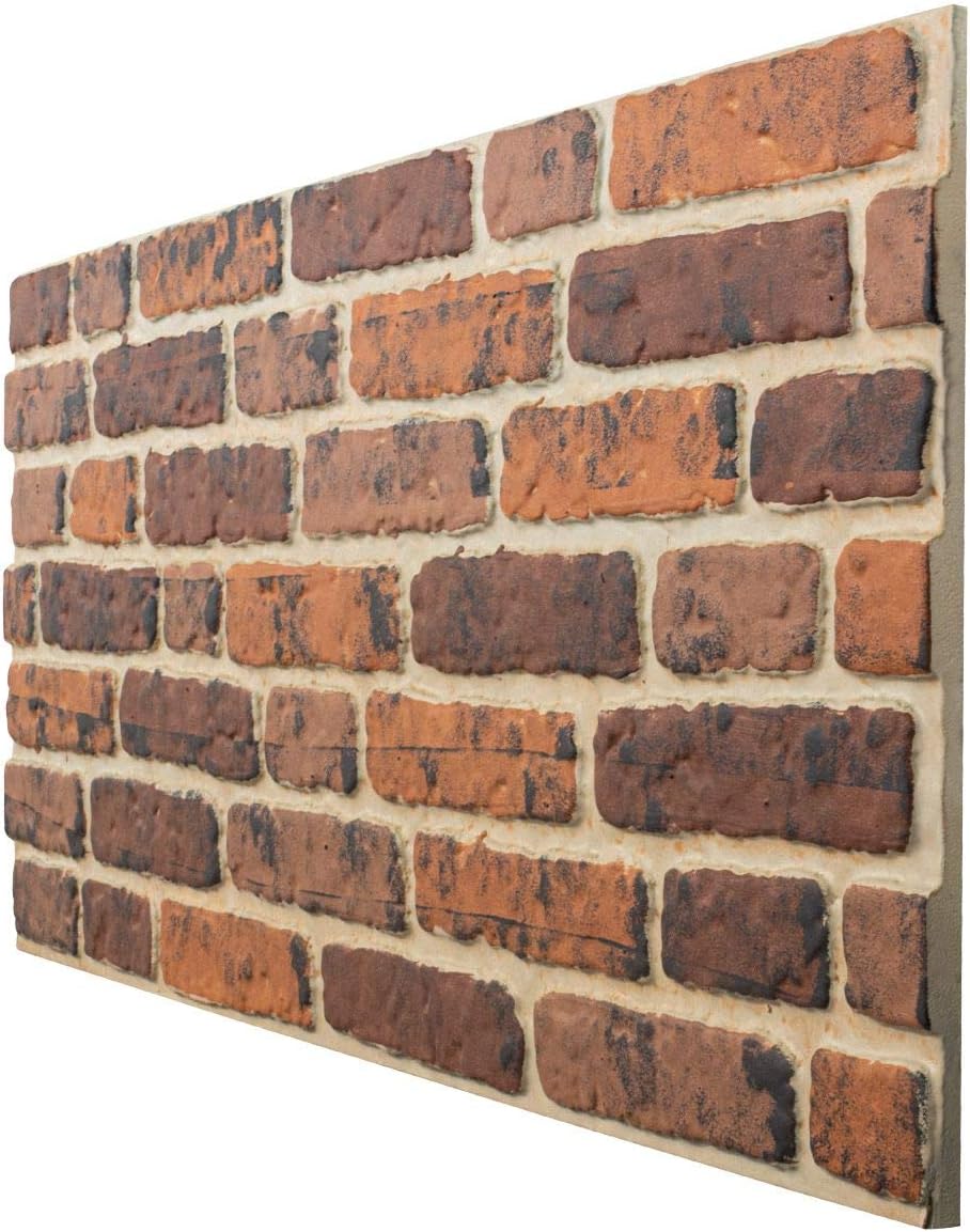 Prostone 4 Pack EPS Polystyrene Panels 120x50cm 3D Brick Effect Wall Cladding Decopano Red | Decorative Brick Slip Panels for Kitchen, Livingroom, Accent Wall & Children's Bedroom | 2,4sqm/Box