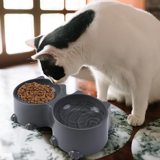Foto 3 de 8 de Kasmole Comida para Gatos elevados e Inclinados,Juego Agua y Comida para Mascotas elevados e Inclinados…