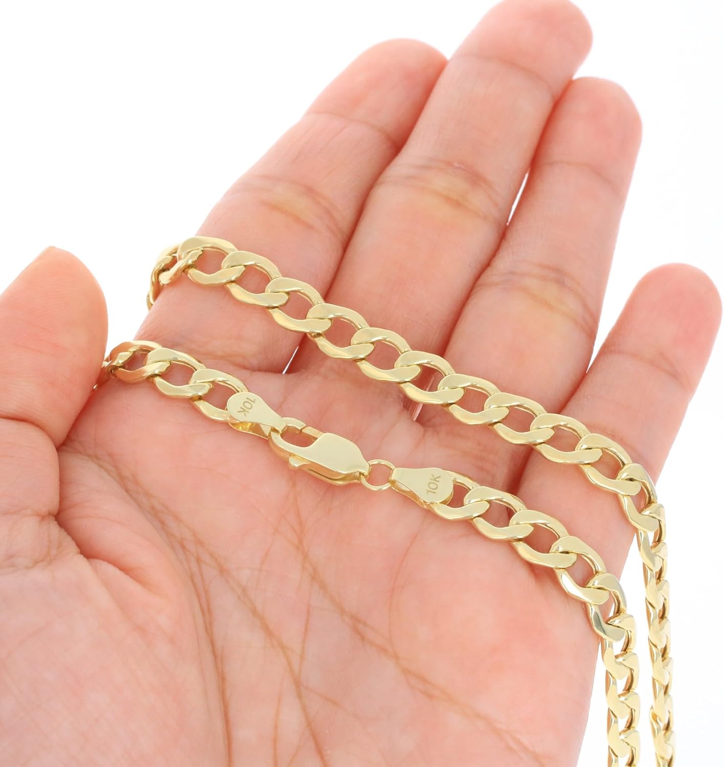 Nuragold 10k Real Yellow Gold Cuban Curb Link 6.5mm Chain Necklace (16"-30") Italian Jewelry for Men & Women - Image 7