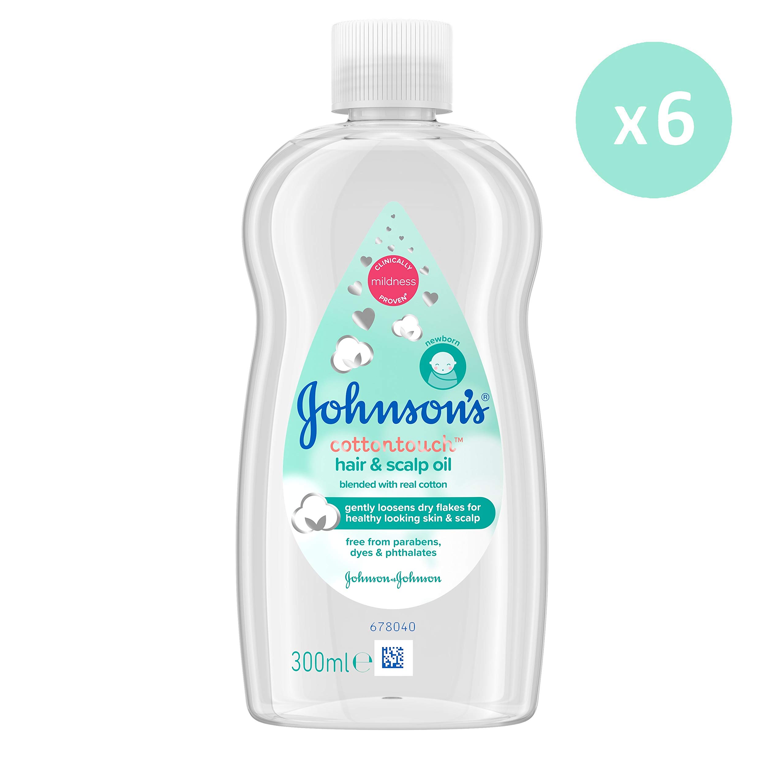 Johnson's Baby CottontouchTM Lot de 6 huiles pour cheveux et cuir chevelu 300 ml