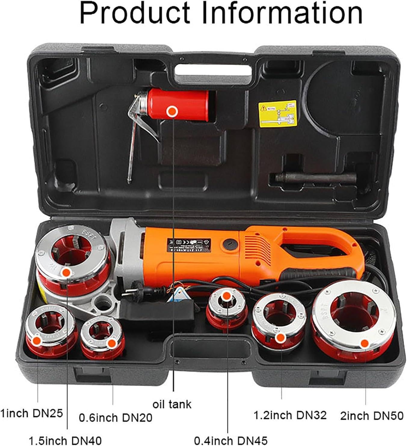 Set di filiere per tubi elettrici tenuti in mano da 2000 W/2300 W Set di filiere per tubi elettrici per filettature per tubi elettrici Set di stampi per tubi per filettare tubi elettrici,4heads