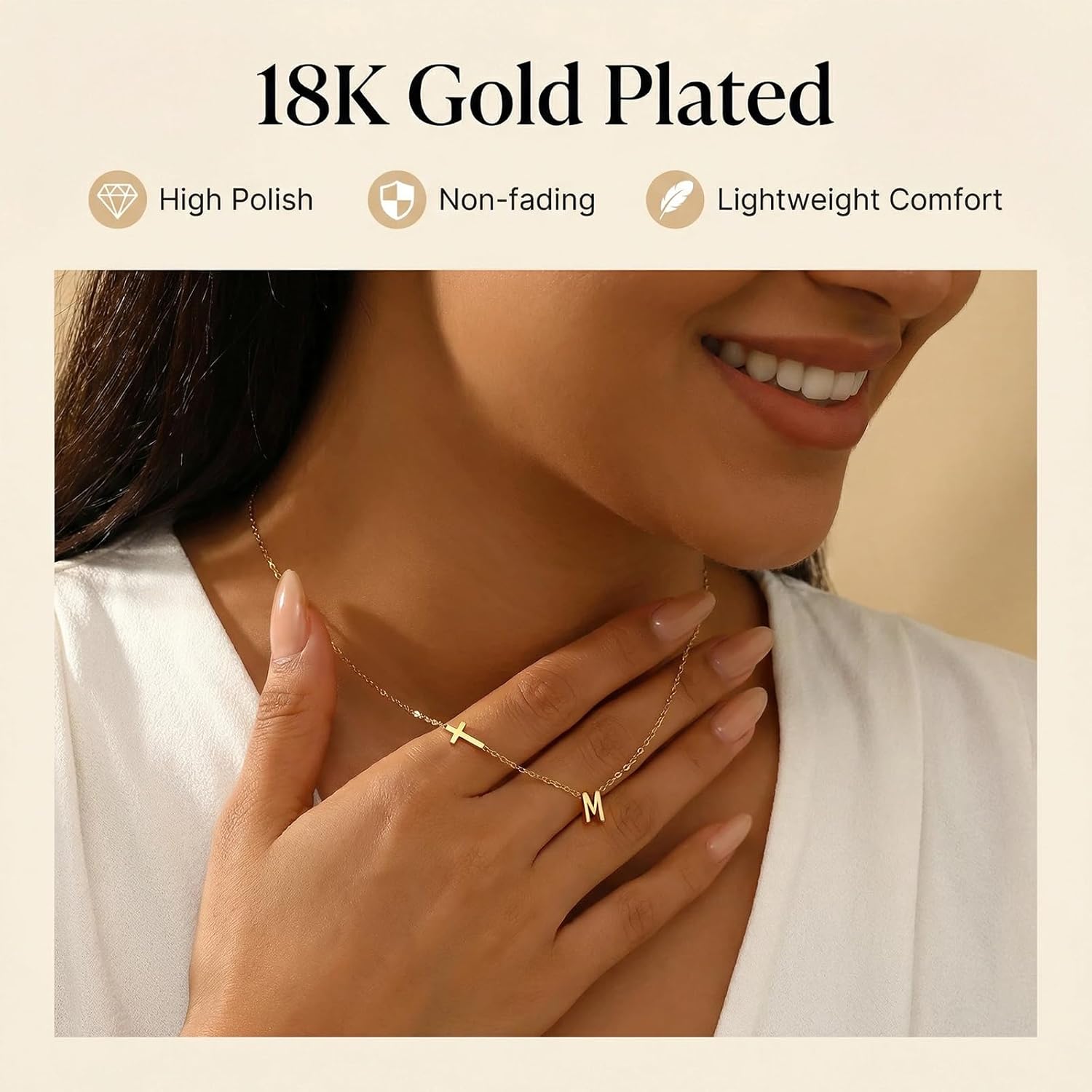 Cross Necklace for Women with Initial, 18K Gold Plated Initial A-Z Pendant| Dainty Cute Cross Necklaces | Trendy Tiny Gold Letter Necklaces Jewelry Gifts for Women - Image 2