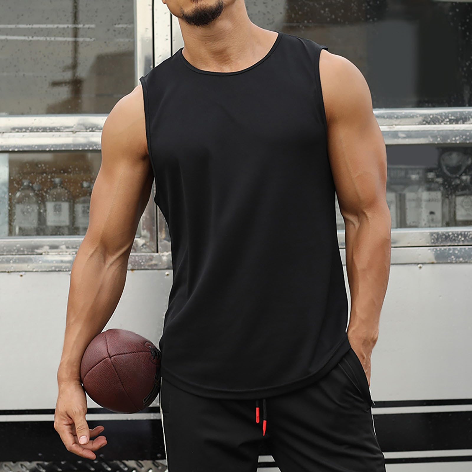 Litthing Débardeurs de Course pour Hommes Tank Top sans Manches T-Shirt | Séchage Rapide, Gymnastique, Les Entraînements, Été Lâche, Décontracté Respirant