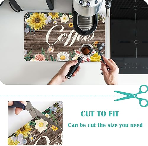 Miniatura 4 de Tapete para cafetera de margaritas, accesorios de barra de café de 12 x 19 pulgadas con parte trasera de goma antideslizante, antimanchas