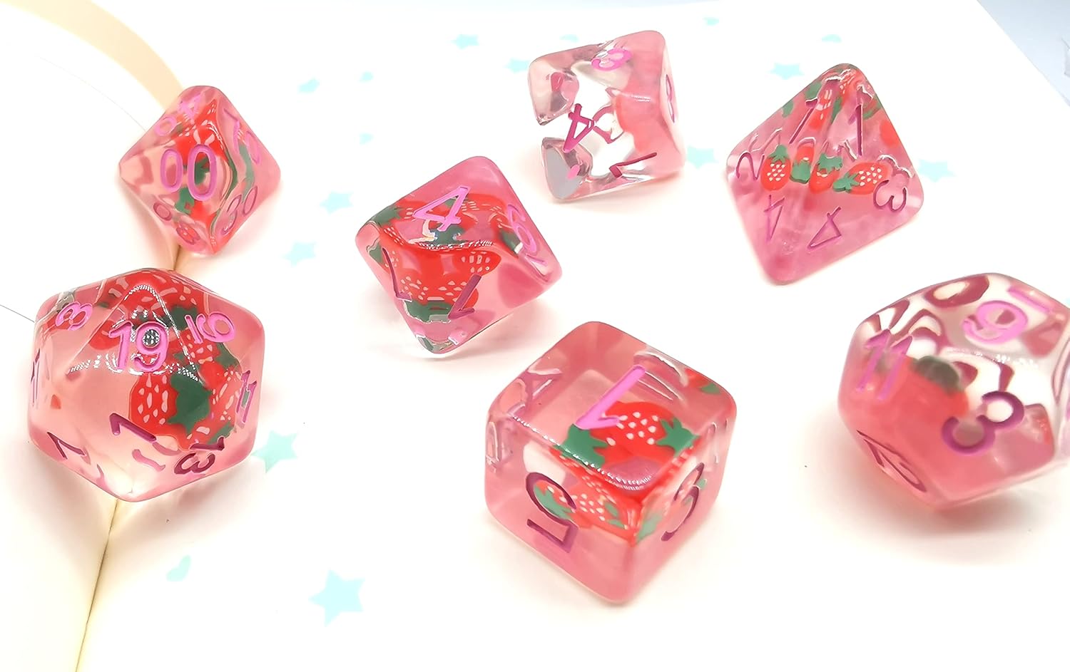 HS DICE Strawberries Dice Set DND Dice Set Polyhedral Dice Set for Dungeon and Dragons MTG RPG D&D D20 D12 D10 D8 D6 D4