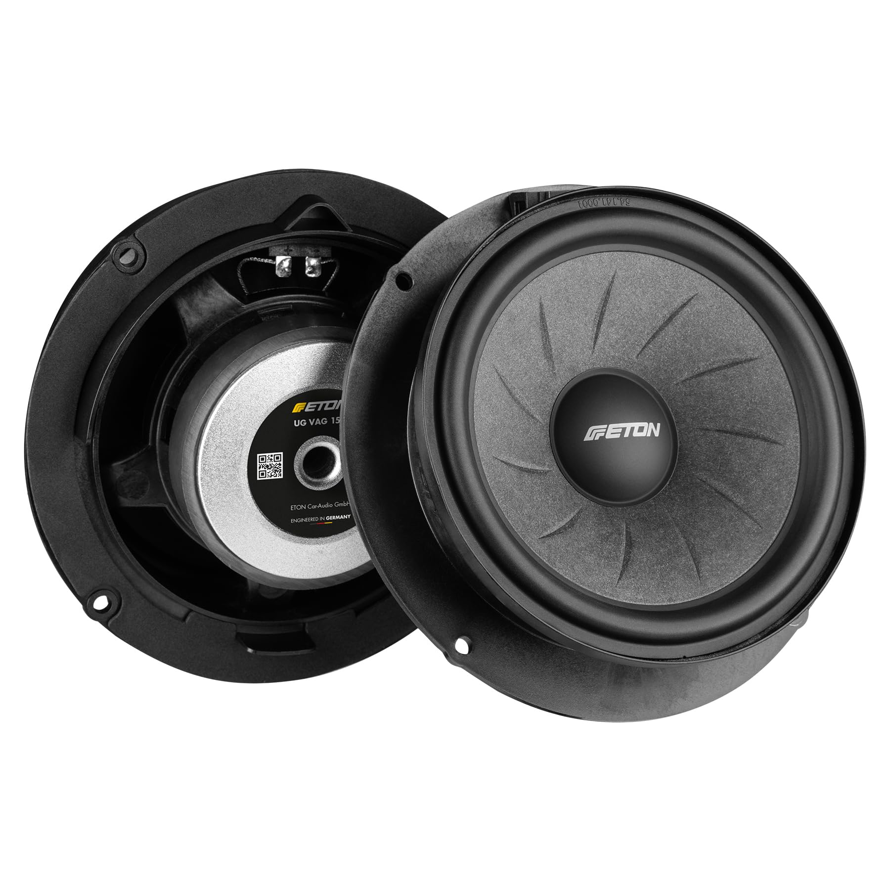 ETON UG VAG 150 – mocny głośnik niskotonowy 15 cm / 6 cali, kompatybilny z różnymi samochodami VW, Skoda, Seat, Plug & Play, długi skok samochodowy, 1 para