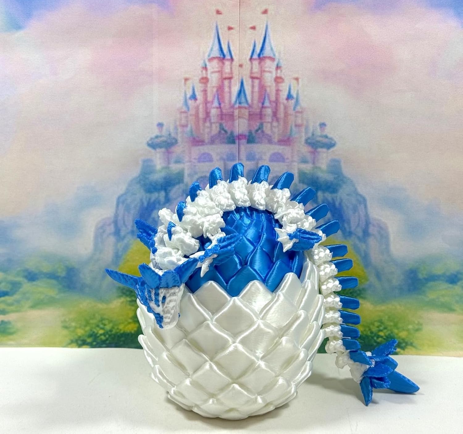 2pcs 3D Printed Articulated Dragons with Egg, Articulated Axolotl Dragon, Fidget ADHD Toy Gift for Mom D041WB-D042WP