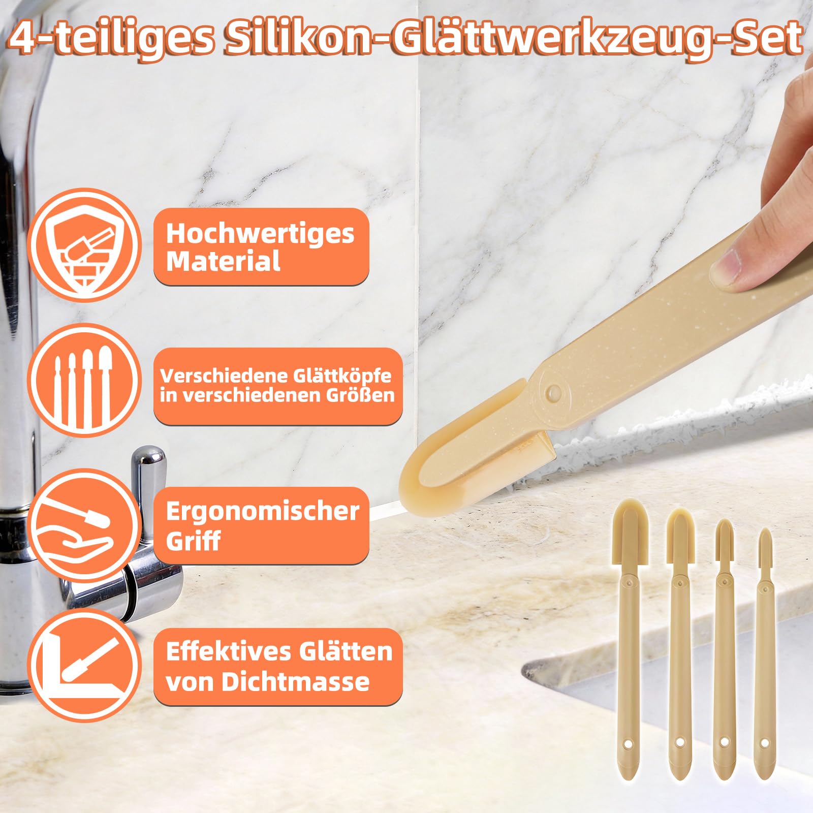 6-teiliges Silikonentferner Werkzeug – Silikon Abzieher, Fugenabzieher, Fugenglätter, Fugenkratzer, Silikonfugenentferner – ideal für Bad, Küche, Fenster und Fliesen