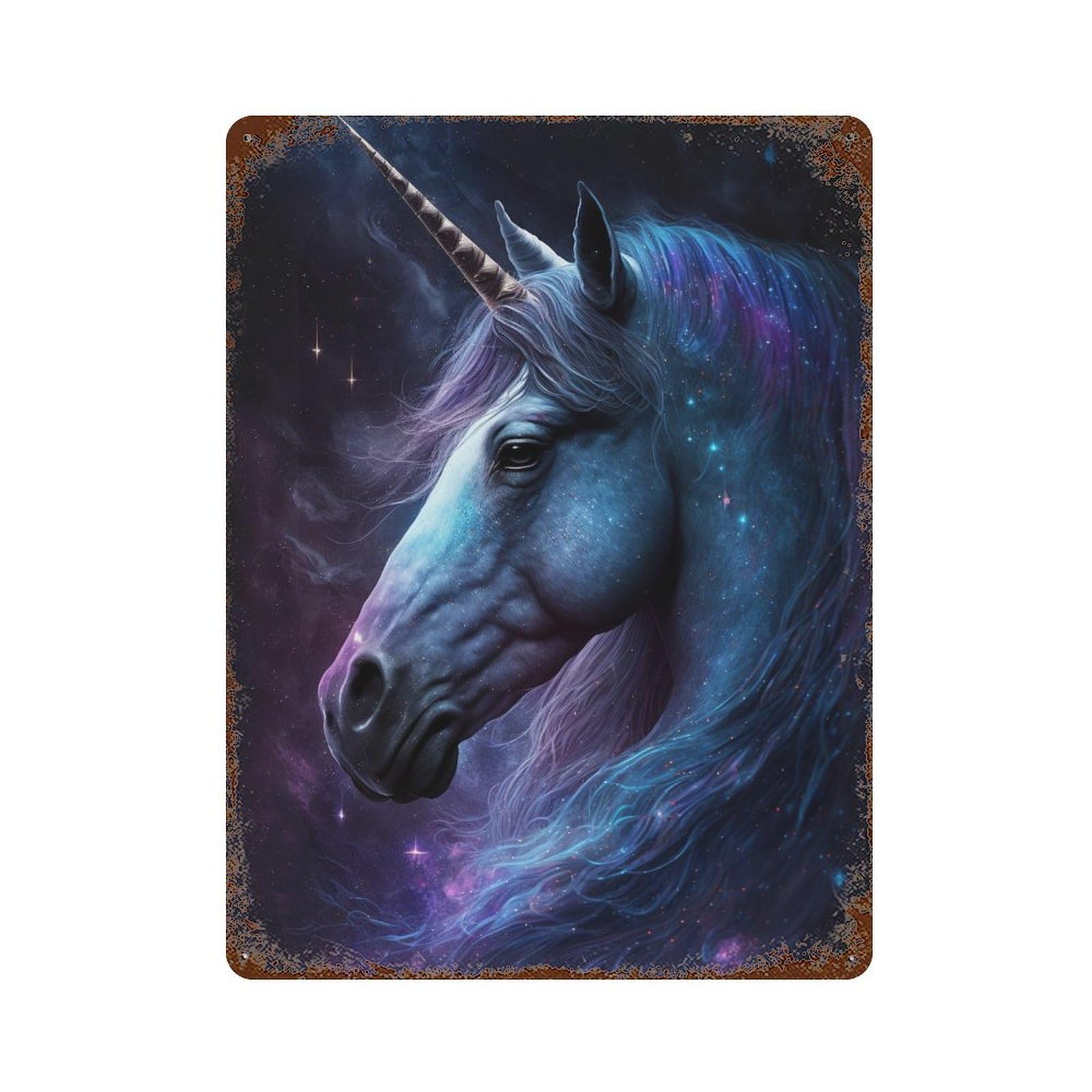 Rustic Tin Plaque Galactic Unicorn Fantasy 15.7"x11.8", Vintage Wall Decor for Pub, Kitchen And Man Cave Decor