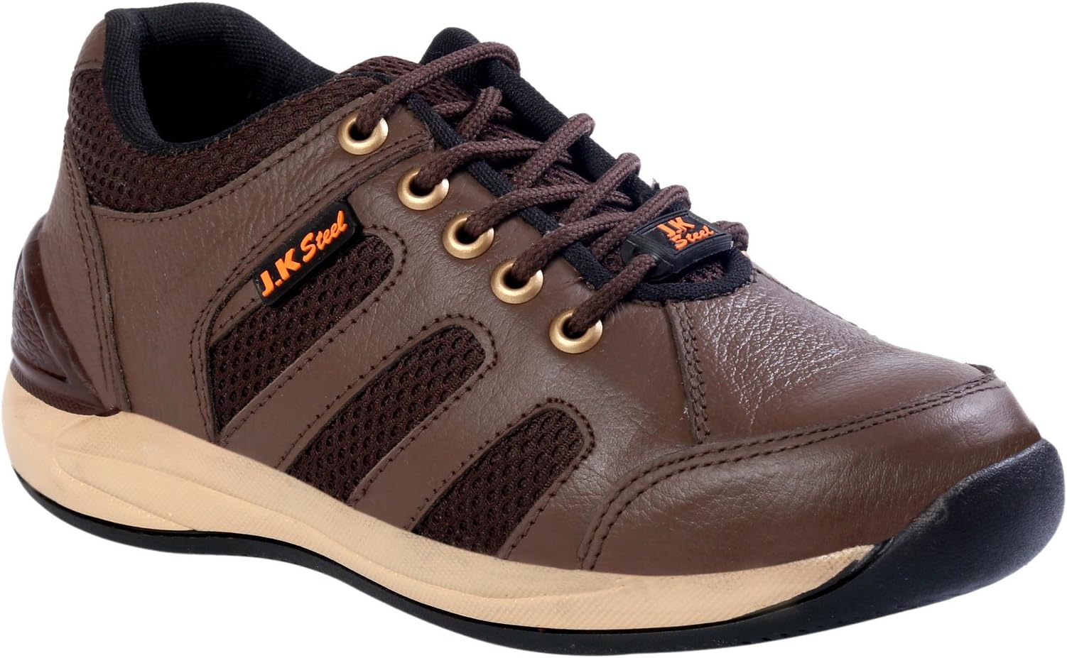 JK PORT Mens New Safety Shoes Brown