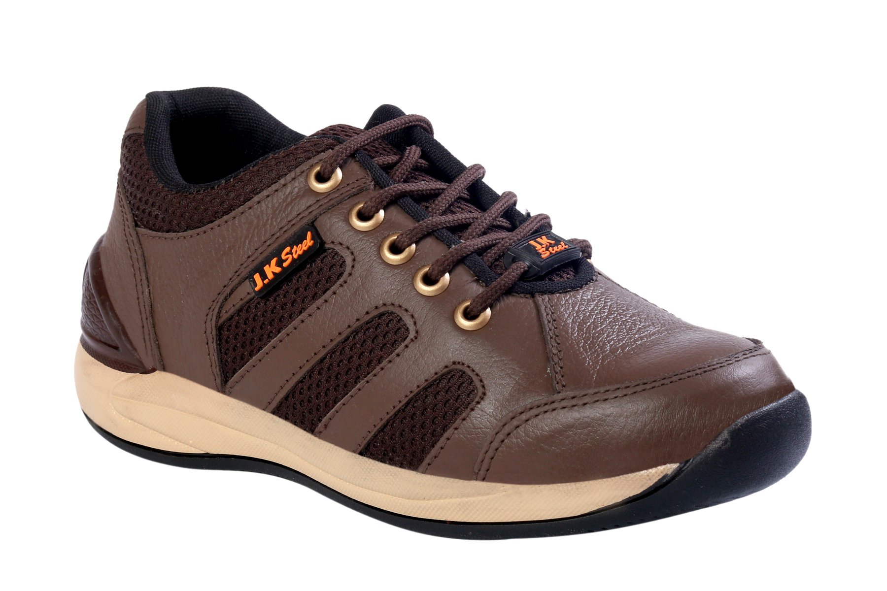 JK PORT Mens New Safety Shoes Brown