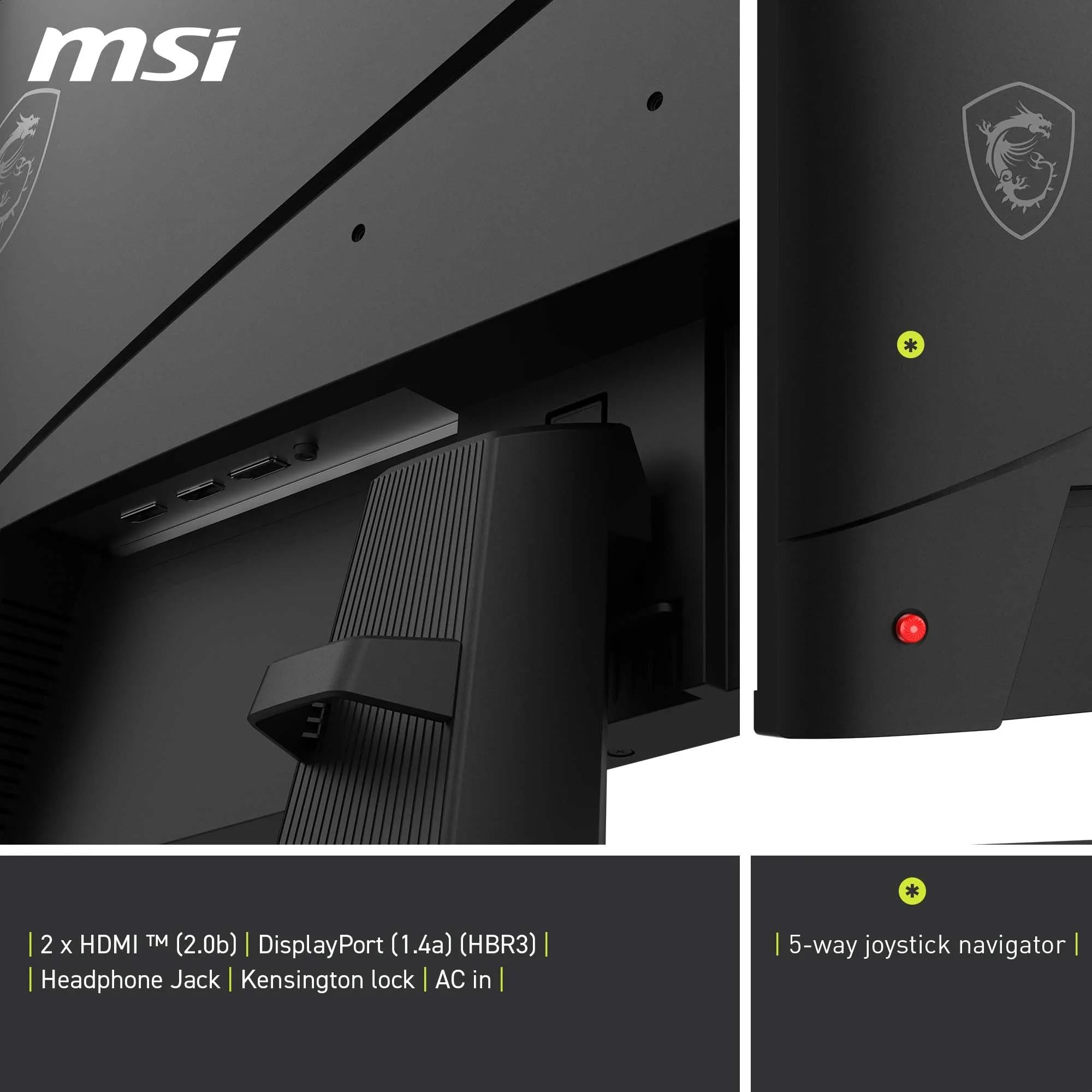 MSI MAG 274QF X24 Écran Gaming 27" WQHD - Dalle Rapid IPS 2560 x 1440, 240 Hz, 0,5 ms, HDR Ready, AMD FreeSync Premium, AI Vision, HDMI 2.0b, DP1.4, sans-Bord, inclinable, Compatible VESA, Noir