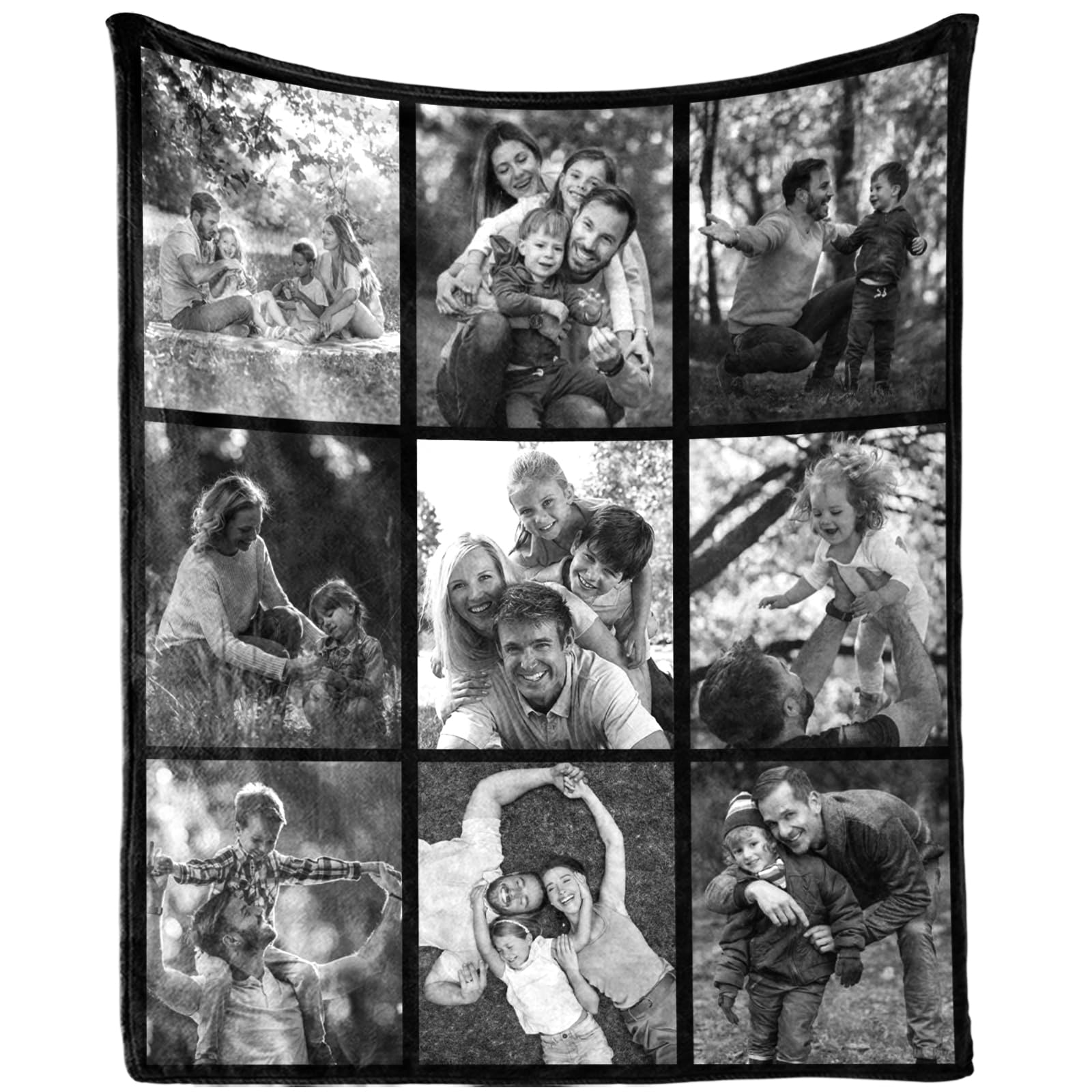 TERRALIX Personalised Memorial Blanket Custom Flannel Throw Blanket with Photo Text Customised Memorial Gifts for Loss of Loved One (9 Photos)