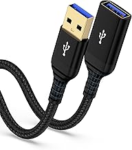 USB Extension Cable, USB 3.0 Male to Female Extender – Fast Data Transfer Cable for PC, Webcam, Printer, USB Keyboard, Flash Hard Drive, Camera, Controller (Type A to A, 6ft)