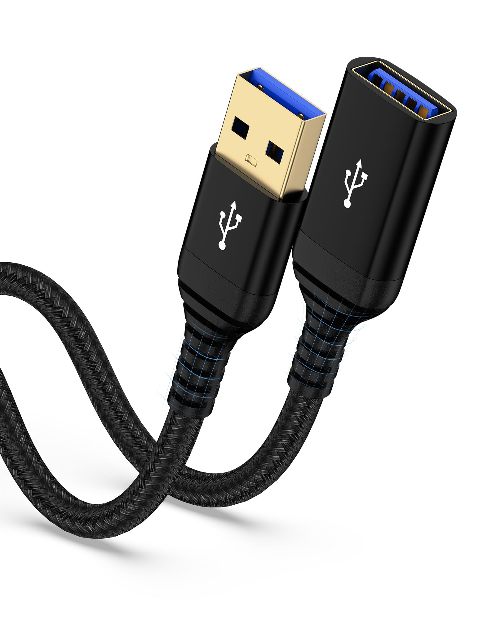 Bordsek USB Extension Cable, USB 3.0 Male to Female Extender – Fast Data Transfer Cable for PC, Webcam, Printer, USB Keyboard, Flash Hard Drive,