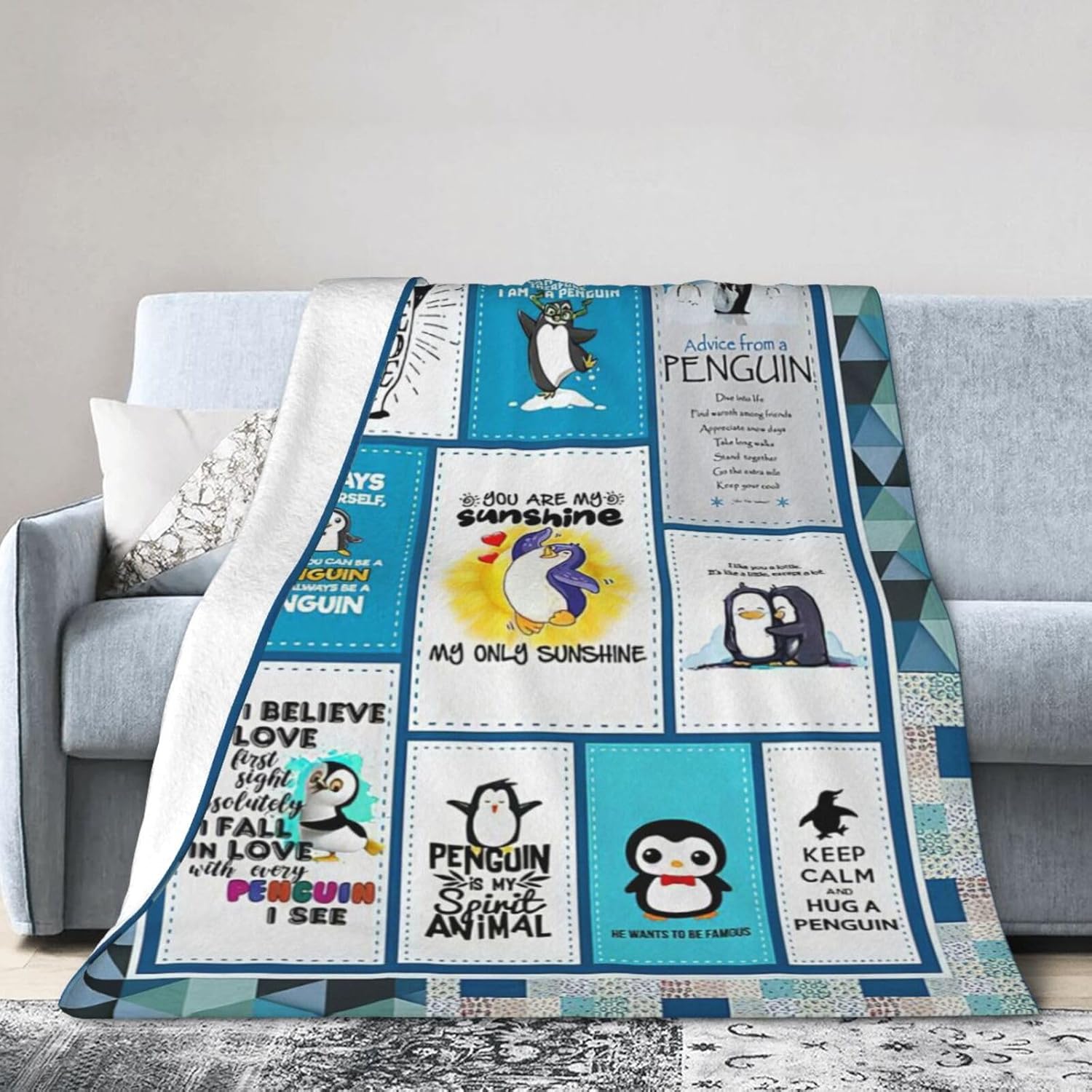 Cute Penguin Throw Blanket - Animal Decor Gifts for Girls Boys Kids - Lightweight Flannel Soft Cozy Sofa Bed Blanket for Adults Women Lover 40"X50" - Image 2