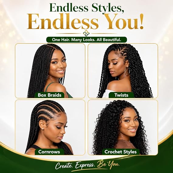 Xpression LAGOS BRAID Pre-Pulled Hair Extension, Braiding Hair, 42″ & 46″ Pack, (Colour 1B, Natural Black), pack of 4