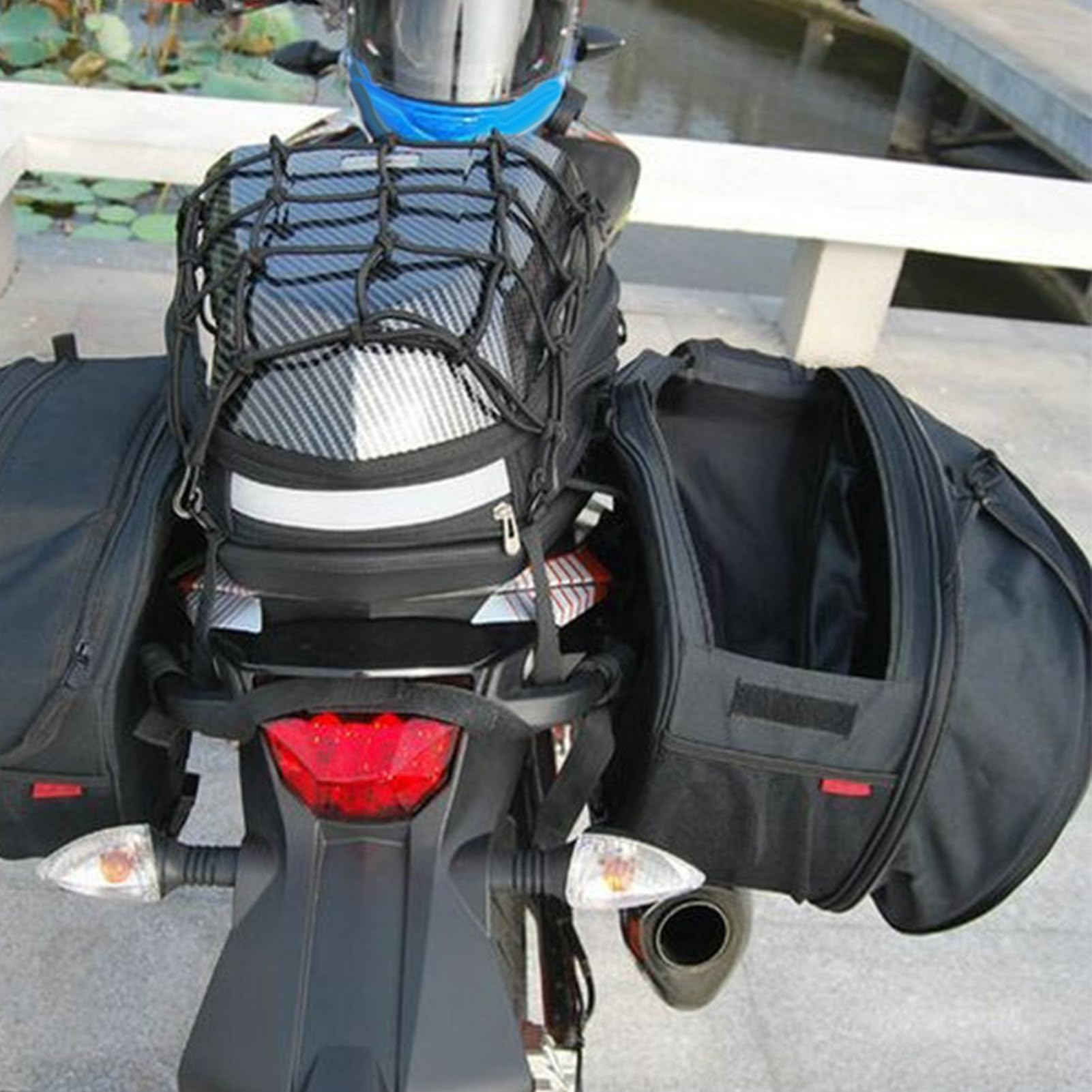 Maletín lateral de motocicleta, bolsa de sillín de motocicleta genérica | bolsa de almacenamiento extensible para cuero de la PU, bolsa de equipaje impermeable, bolsa trasera de gran capacidad, 2