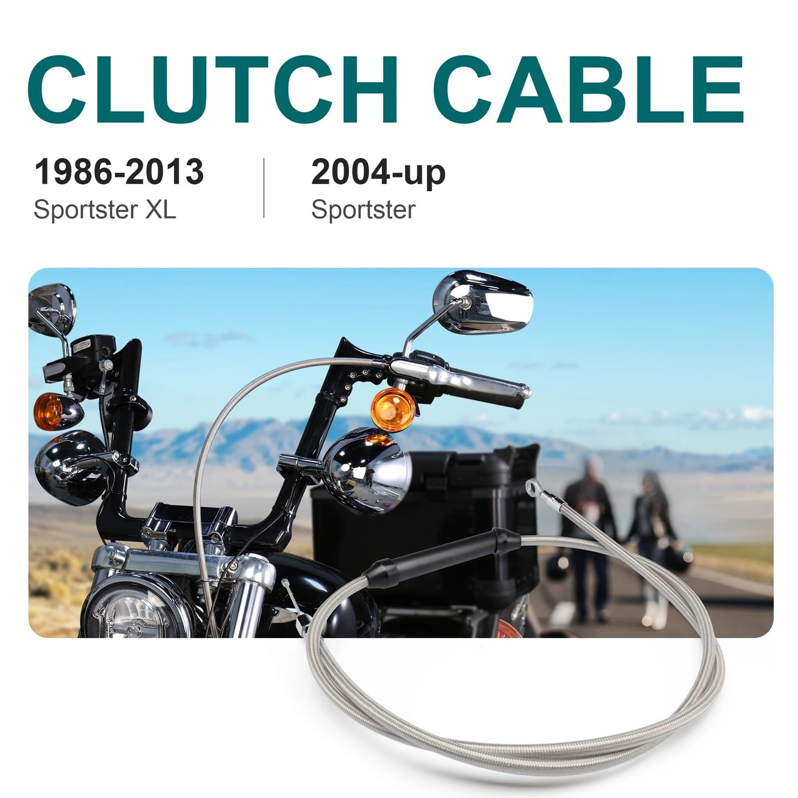 Kable napędowe Do Sportster XL 1986-2013 i 2004-2025 Przedłużona linka sprzęgła w oplocie ze stali nierdzewnej modeli Motocyklowe kable napędowe(160CM Silver)