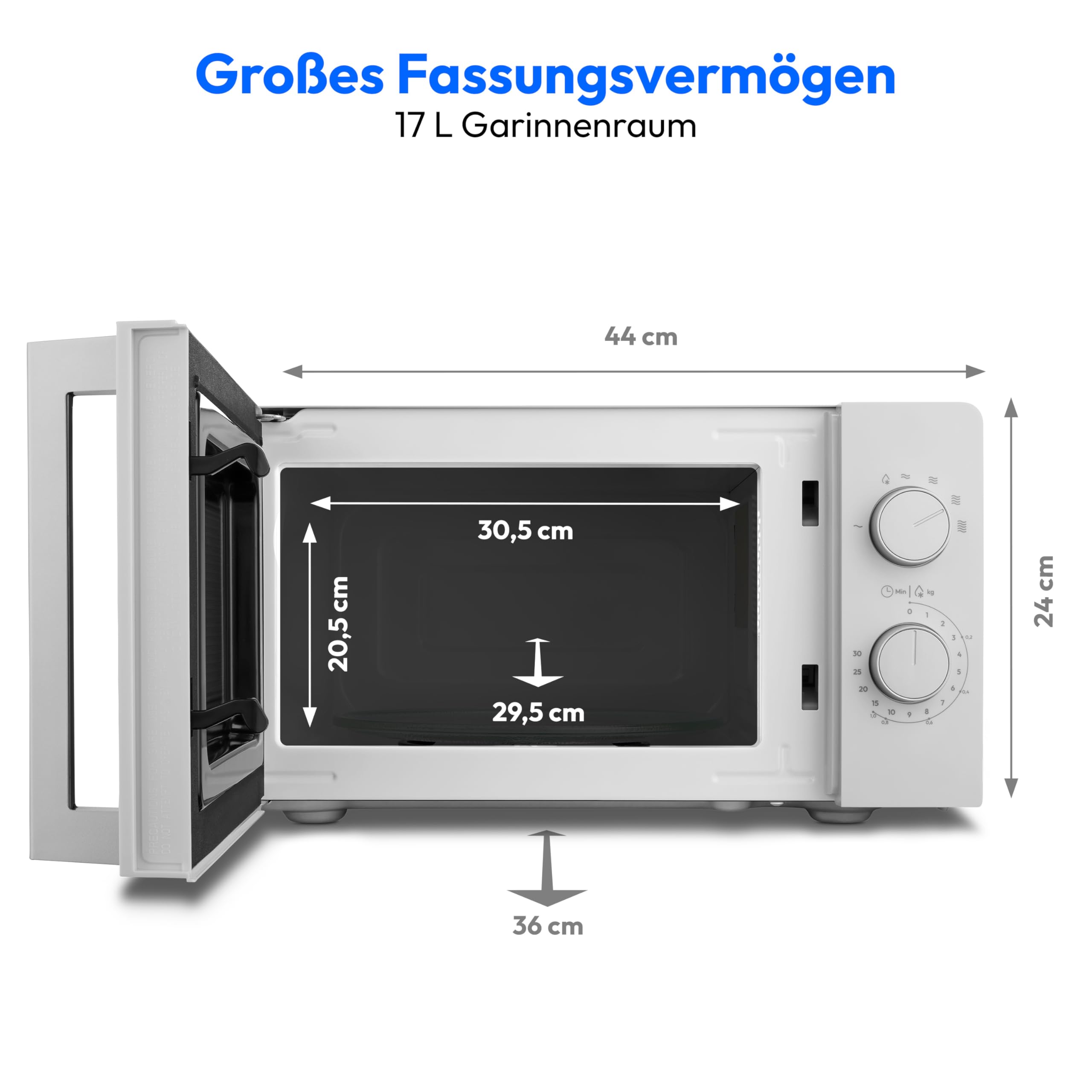 MEDION Mikrowelle klein (17 Liter, 700 Watt kompakt und platzsparend, 5 Mikrowellenstufen, Auftaufunktion, Timerfunktion, MD12211) light grau [MODELL 2025]