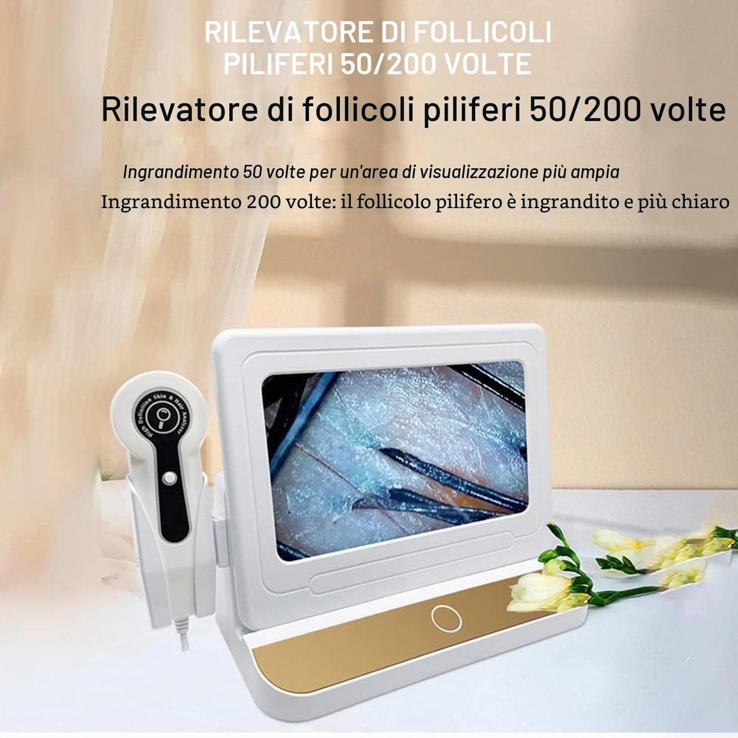 Microscopio Digitale dell'analizzatore della Pelle dei Capelli del rivelatore del Cuoio capelluto per Il Test del follicolo pilifero e Lente d'Ingrandimento dell'analisi della Pelle