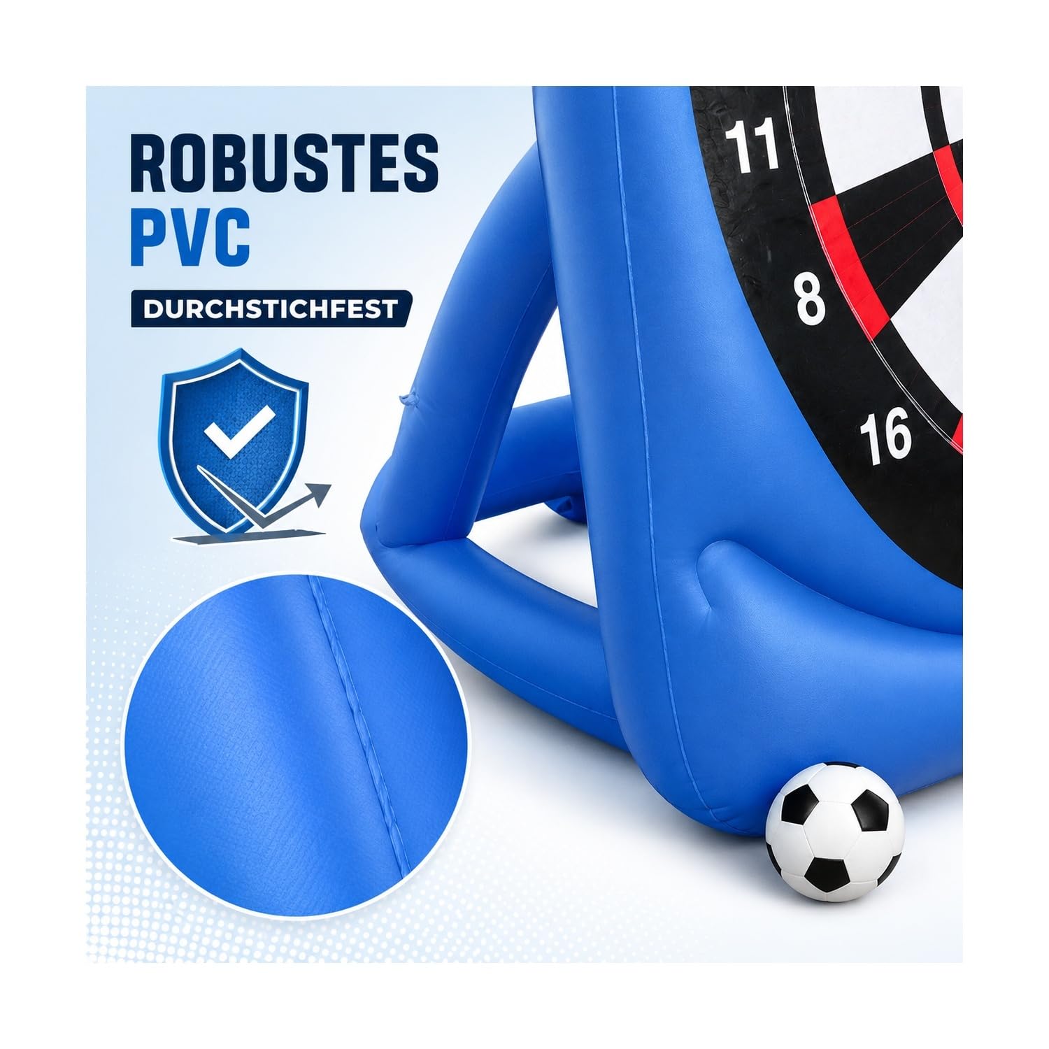 Aufblasbare Fußball-Dartscheibe XXL mit Haftbällen, PVC Zielscheibe für Garten