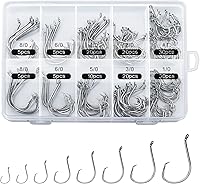 HSYMQ 150PCS Circle Hooks High Carbon Steel - Assorted Sizes #1 to 8/0 for Saltwater Freshwater Fishing Bass Catfish