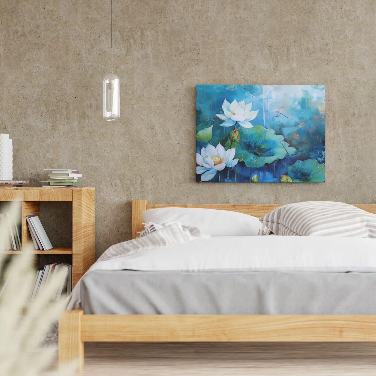 Kit per pittura con numeri per adulti, motivo: loto, pittura con numeri per principianti, pittura acrilica con 6 pennelli, pittura a olio per decorazione da parete, 100 x 75 cm, senza cornice