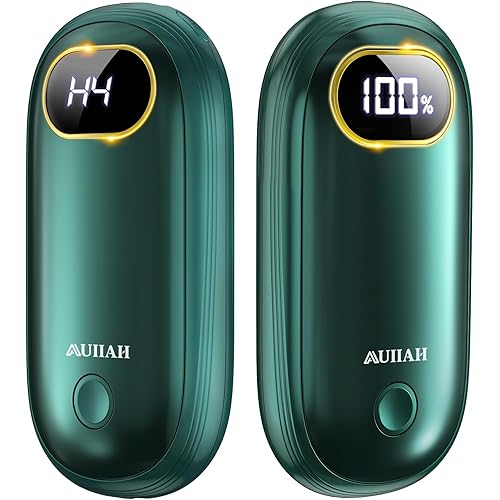 Hand Warmers Rechargeable - Electric Hand Warmers 2 Pack with Dual-Sided Heating for 15Hrs Warmth, LED Display & Flashlight, Hunting Essentials, Gifts for Christmas Man Women Raynauds Golf