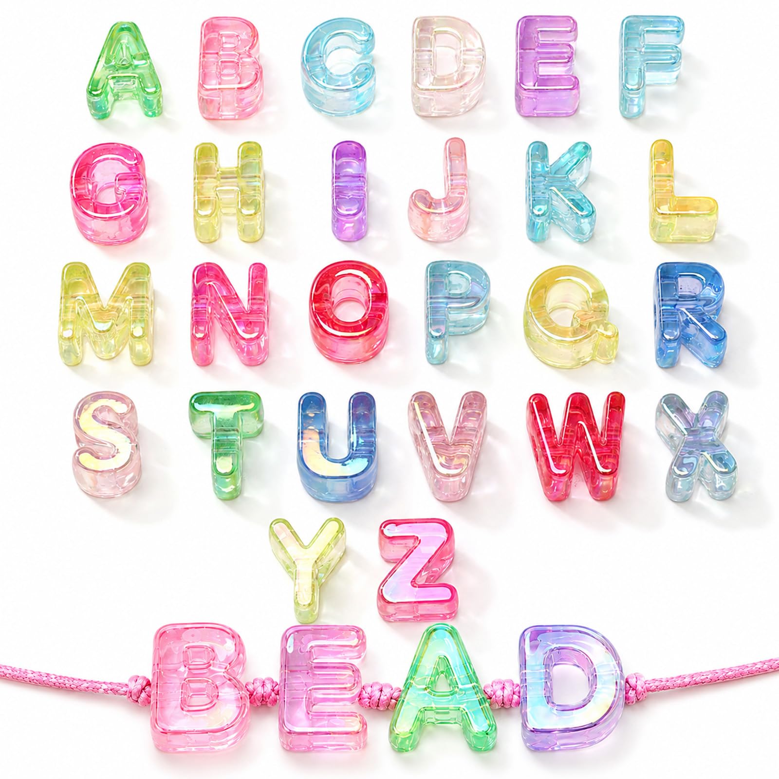Thinp 26 Pcs Acrylic Letter Beads, 20mm Chunky Letter Beads for Keychains