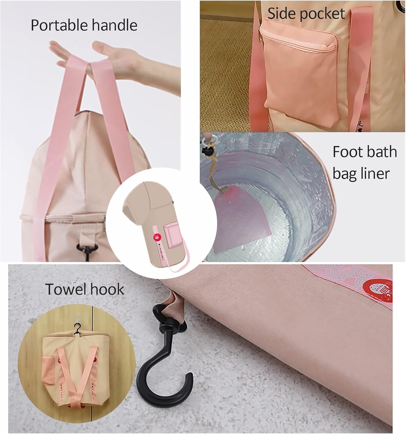 Foot Bath Tub Foot Bucket For Soaking Feet Multifunctional Laundry Bucket Storage Bags Portable Travel Collapsible Foot Basin 5 Layers Of Insulation With Removable Insulation Cover Side Pocket ( Color