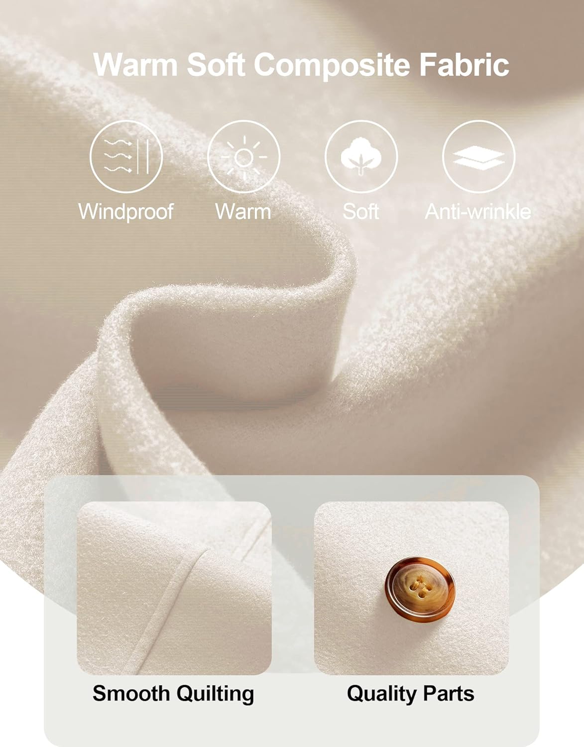 Chrisuno Women's Double Breasted Pea Coat Hooded Long Winter Trench Coat - Image 5