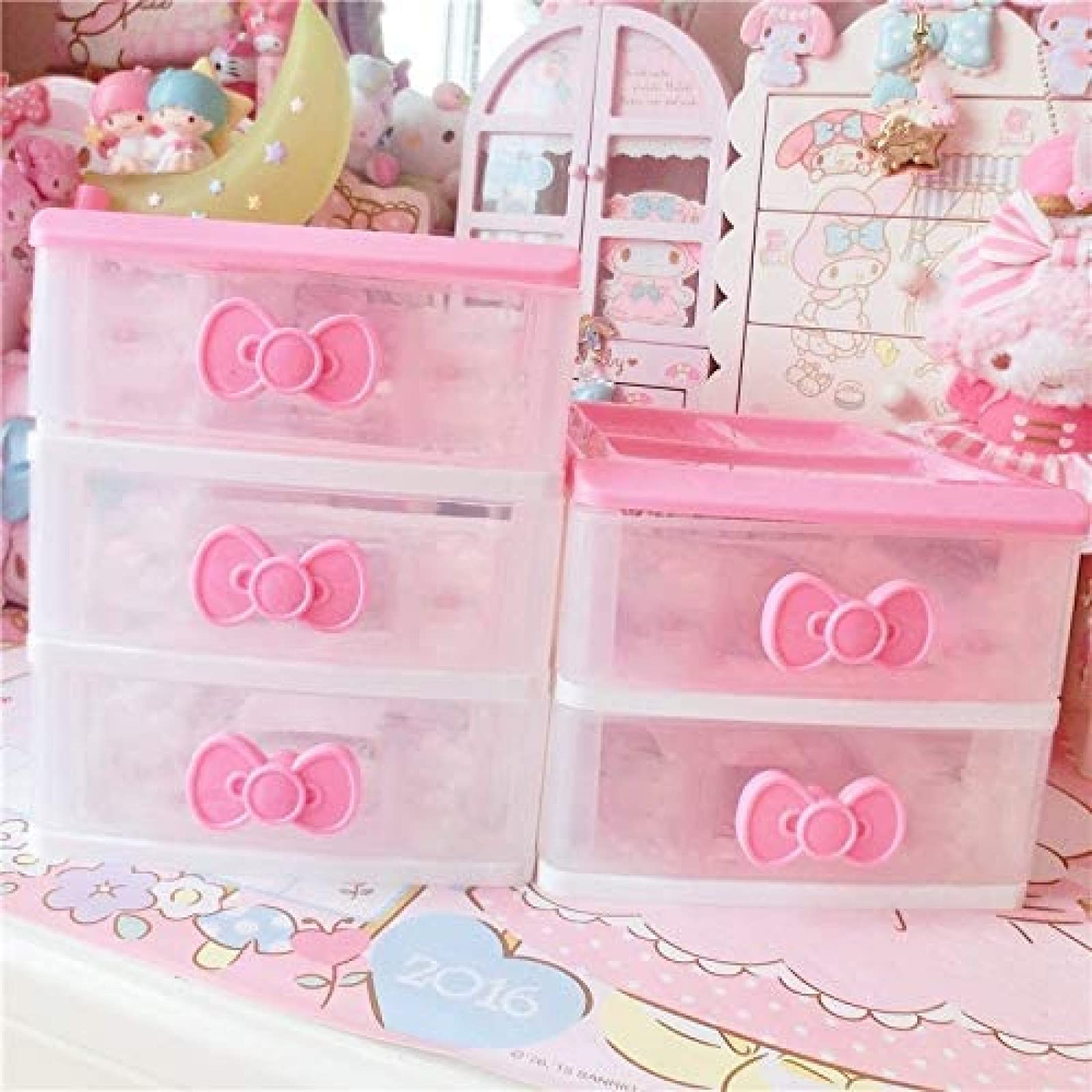 PEXIZUAN Kawaii Desk Organizer - 2/3/4 Layers, Room Decor & Accessories