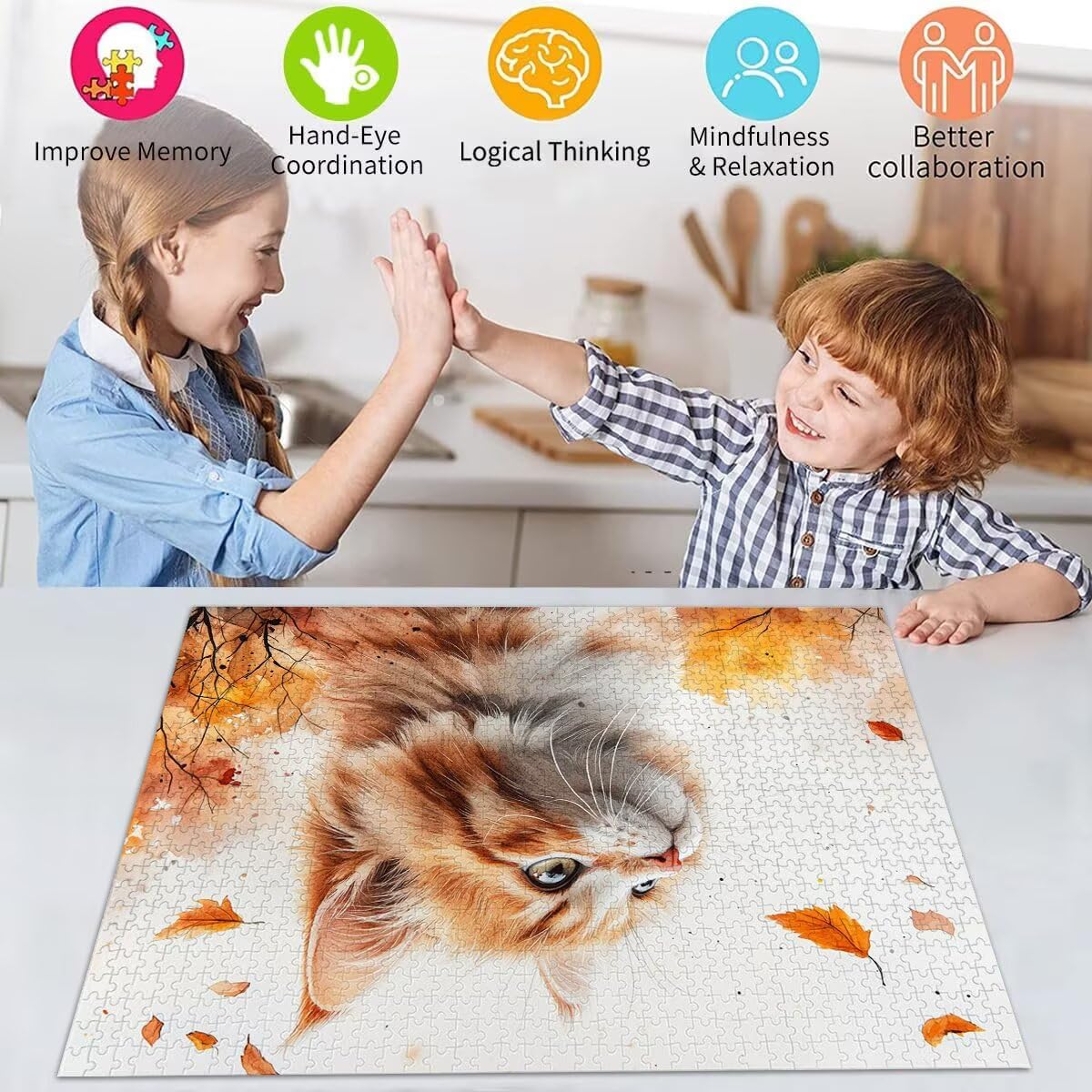 Puzzle Erwachsene 2000 Teile Katze Tier Educa Jigsaw für Kinder ab 8 Jahren Mädchen Jungen, Erwachsene Impossible Klassische Puzzles Schwer, Anspruchsvoll Spielspaß, Als Familienspiel 70x99cm t-660