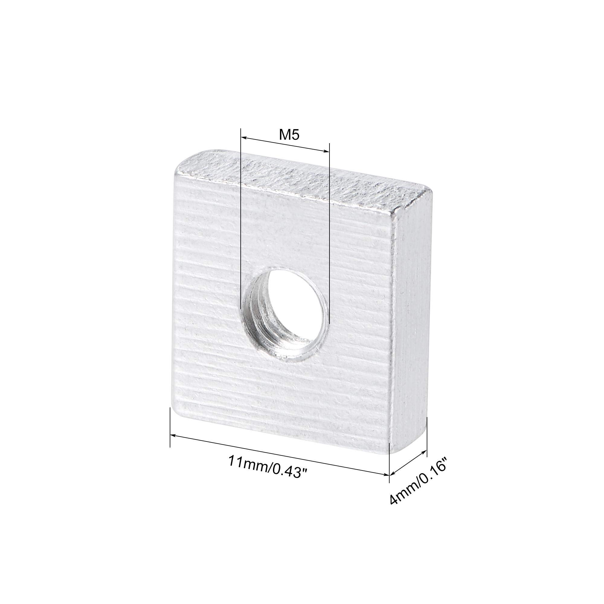 sourcing map Lot de 100 écrous carrés M5 x 11 mm x 4 mm zingués