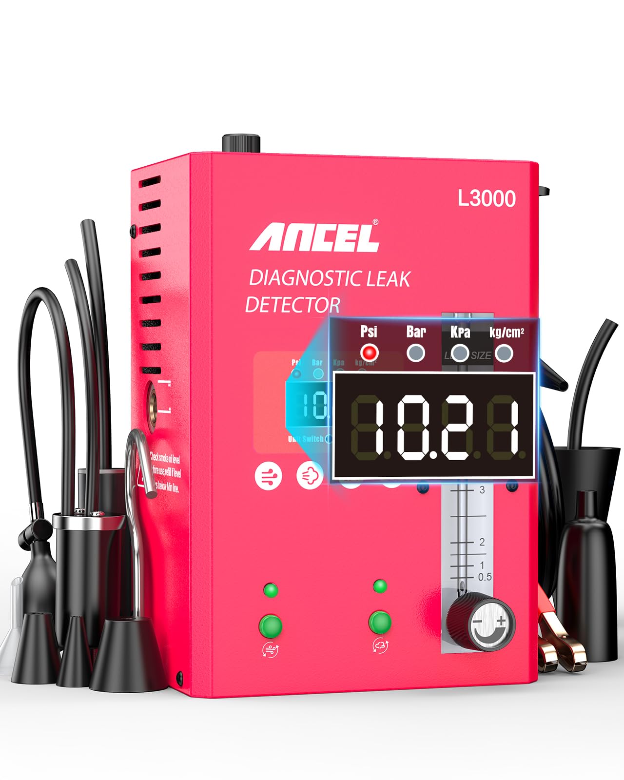 ANCEL L3000 Automotive Smoke Machine Leak Detector, Digital Pressure Gauge