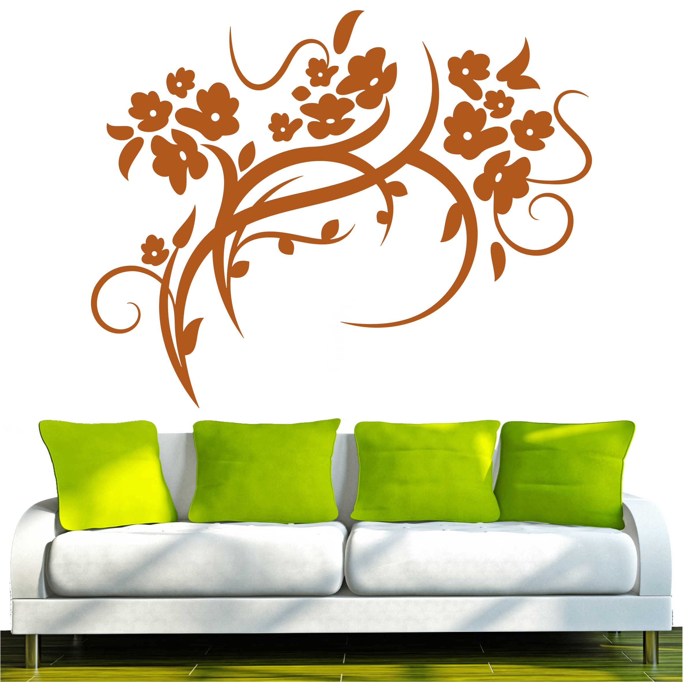 INDIGOS Wandtattoo Blumenranke – 40x22 Cm, Braun, Selbstklebend, Für Glatte Wände