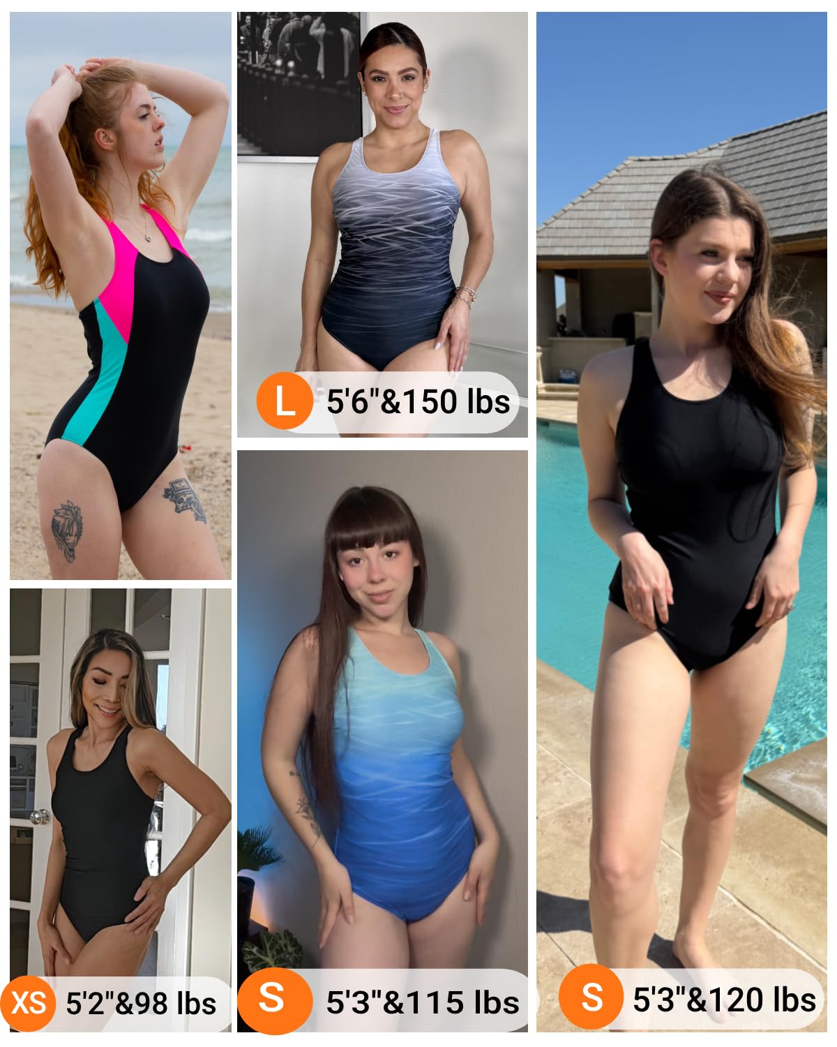 Tempt Me Women Athletic One Piece Swimsuits Sporty Racerback Bathing Suits Full Coverage Modest Swimwear