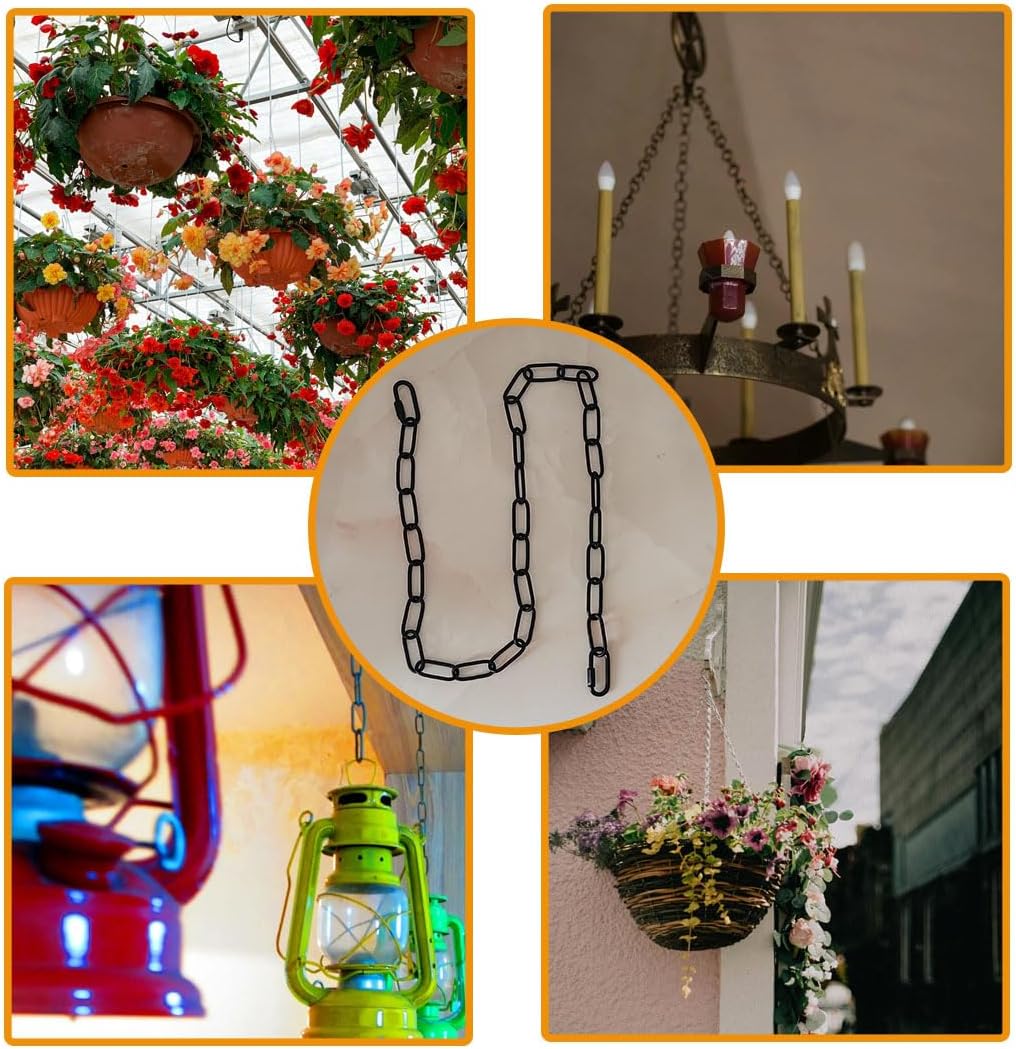 3 Feet Industrial Light Fixture Chain,Metal Pendant Chandelier Chain,Heavy Duty Lighting Hanging Chain for Kitchen Island Dining Room(Black)