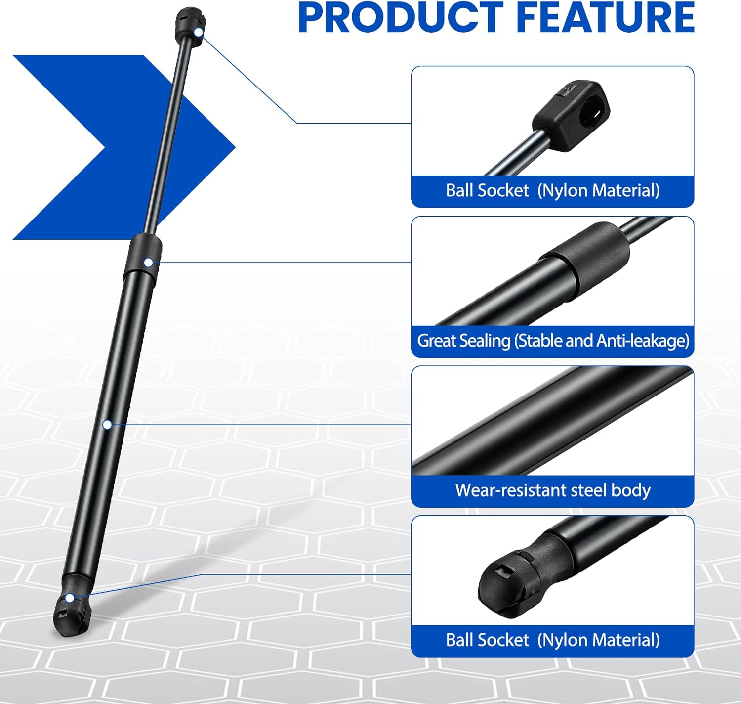 C16-09786 20" Gas Strut, 30Lbs/133N Lift Support, Gas Spring for RV Door Trailer Lid Camper Shell Window Tonneau Cover Motorhome Storage Box Boat Cover, 2-Piece Set (C1609786)