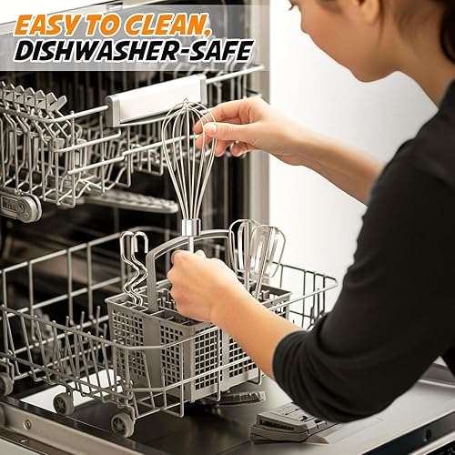 Miniatura 4 de Batidora de mano, batidor eléctrico de 5 velocidades, mezclador de alimentos autocontrolTurbo Boost con 5 accesorios de acero inoxidable batidor de