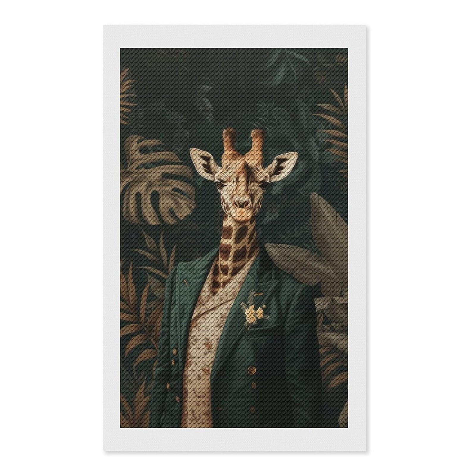 Junmoney Elegant Giraffe Botanical Diamond Painting Kit 12"x20", Adhesive Canvas, Home Wall Decor, for Beginners, Birthday Gift, Full Kit Included