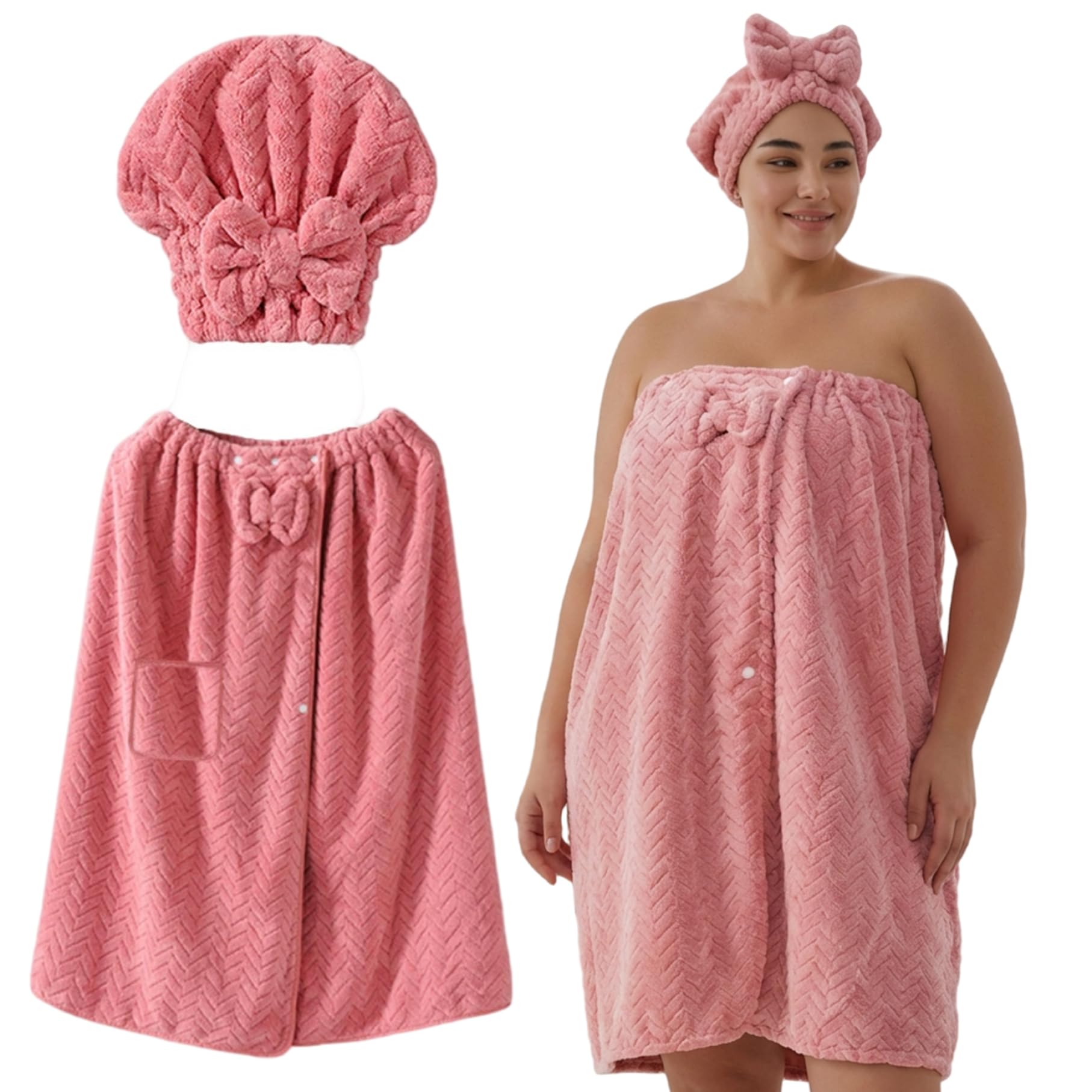 Jupe réglable drap de bain et bonnet douche femme pour spa à la maison