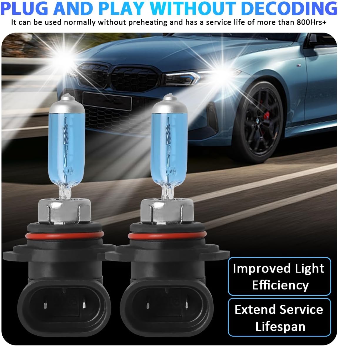 Fit for Freightliner Columbia 2005 2006 2007 2008 2009 2010 2011 2012 Headlight Bulbs,9005 9006 High Low Sealed Replacement Bulb,High Performance,Mini Size,Pack of 4