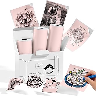 Memoking T02 Thermal Sticker Paper Rolls, Pink Labels for T02, Q02E, M02L, M02X Mini Printer, 50mmx3.5m/Roll, Water-Resistant, for Scrapbooking, Crafts Projects, Texts, Photo, Image, Notes (3 Rolls)