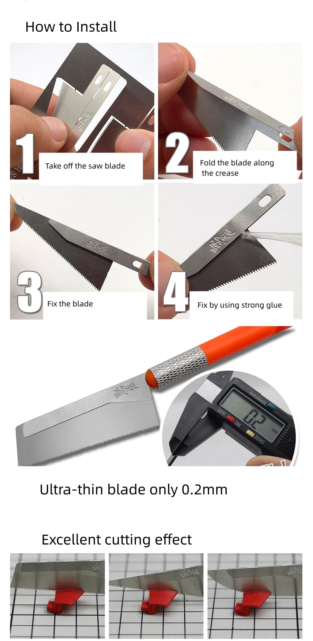 Mini Handsaws - 2 Handles, 4 Blades for Models -4