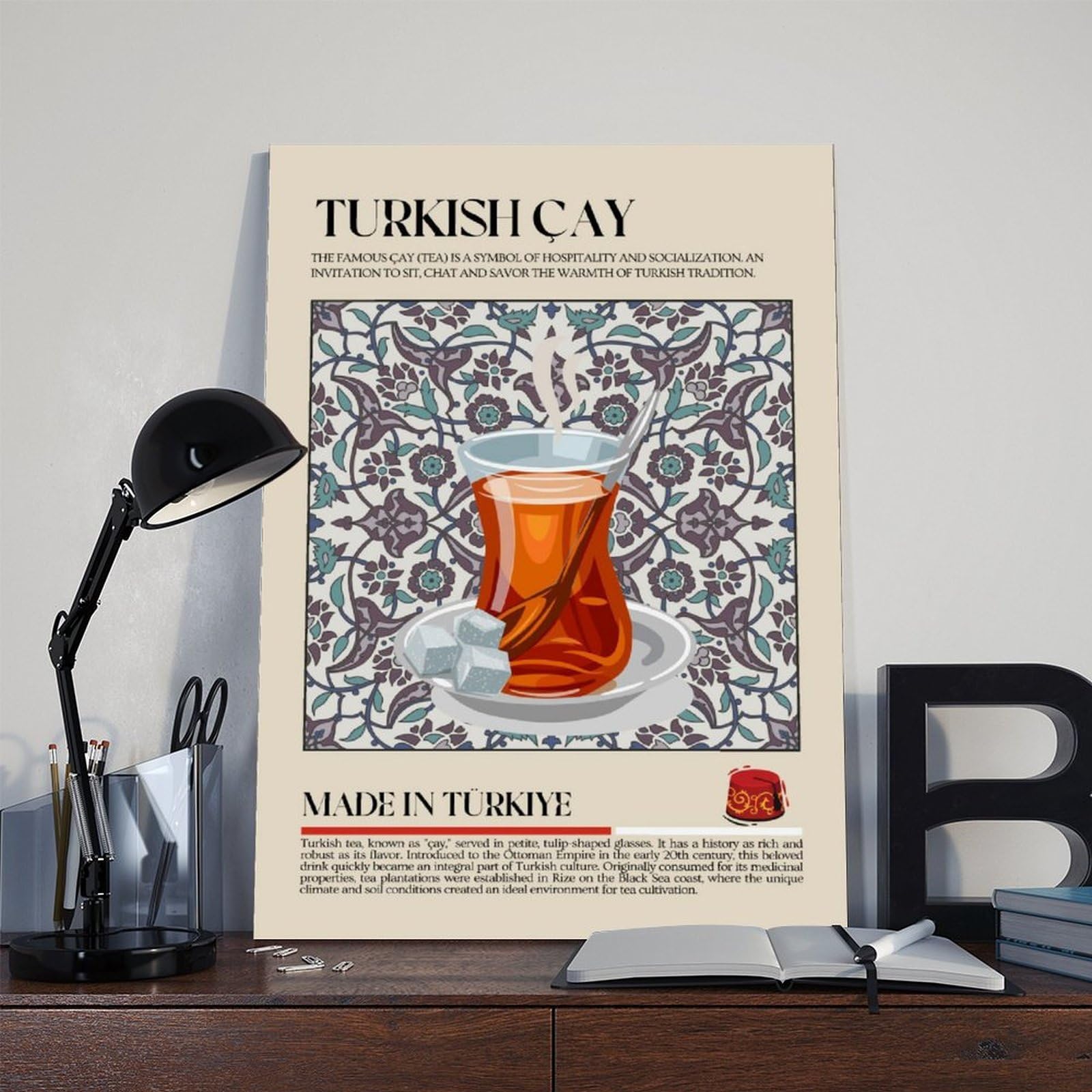 Restaurant-Poster, türkischer Tee, Leinwand-Poster, Schlafzimmer, Dekoration, Landschaft, Büro, Raumdekoration, Geschenk, 40,6 x 61 cm (L x B)